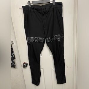 Killstar Stretch Pants with Vegan Leather/Zipper Detail